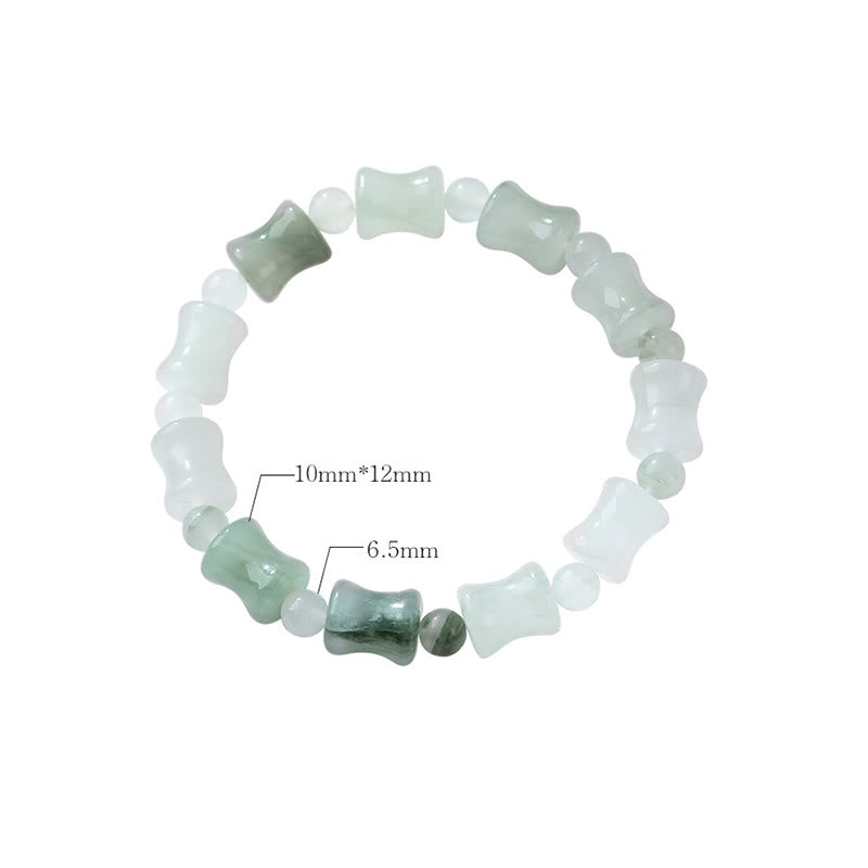 Wear FengShui Jade Coconut Shell Bamboo Pattern Abundance Luck Bracelet