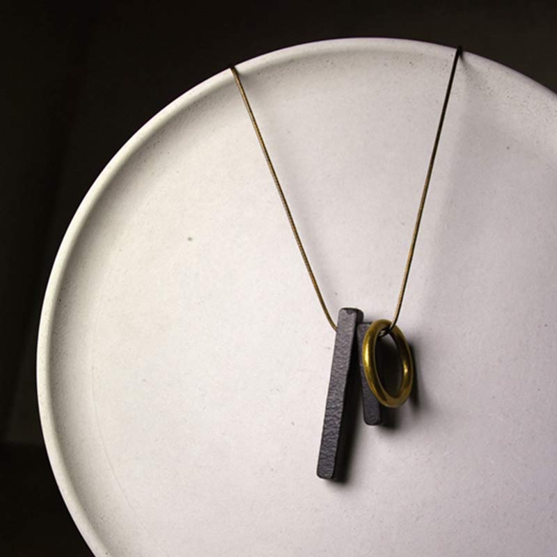 Wear FengShui Zen Circle Ebony Wood Enlightenment Necklace Pendant
