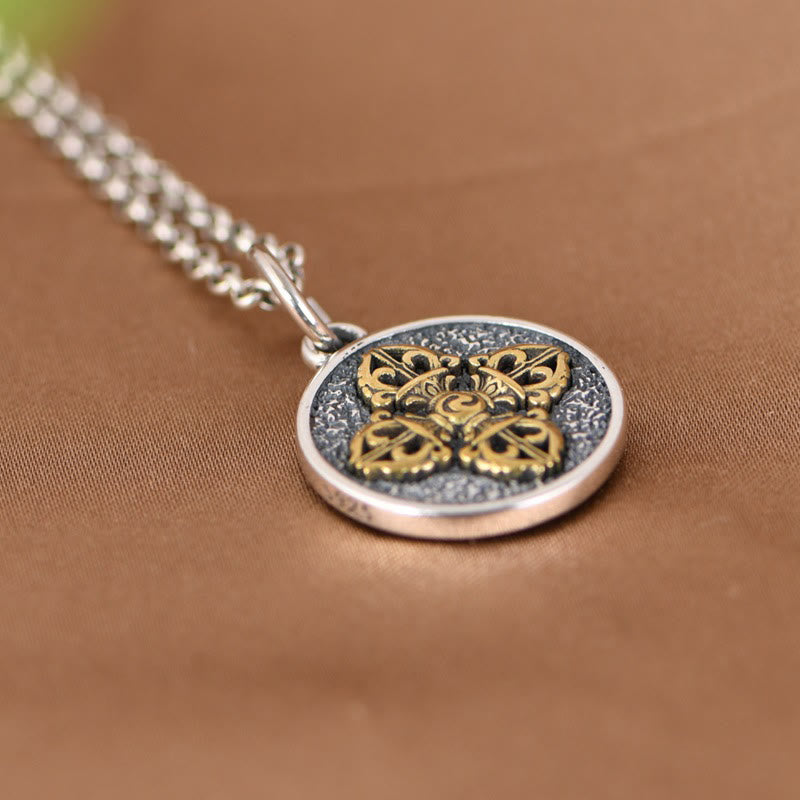 Wear FengShui 925 Sterling Silver Double Dorje Vajra Blessing Necklace Pendant