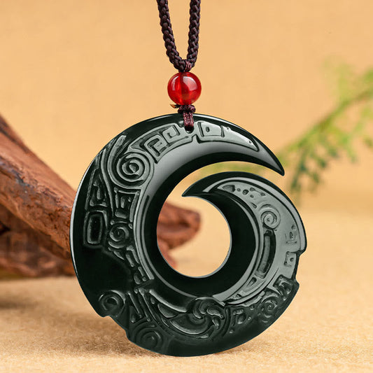 Wear FengShui One's Luck Improves Design Patern Natural Hetian Cyan Jade Success Necklace Pendant