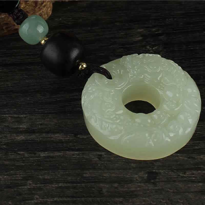 Wear FengShui PiXiu Jade Peace Buckle Abundance Wealth Key Chain