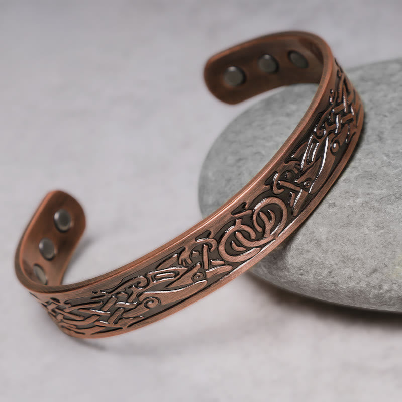 Wear FengShui Viking Birds Magnetic Copper Adjustable Cuff Bracelet Bangle