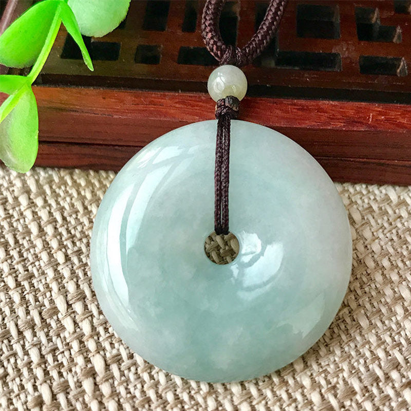 Wear FengShui Round Jade String Luck Necklace Pendant