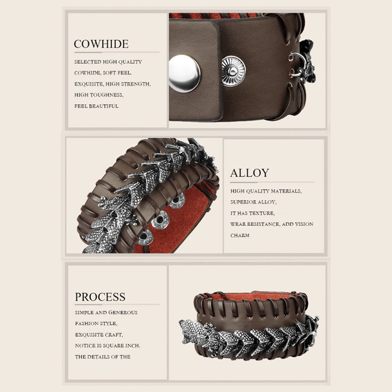 Wear FengShui Dragon Leather Protection Weave Bracelet