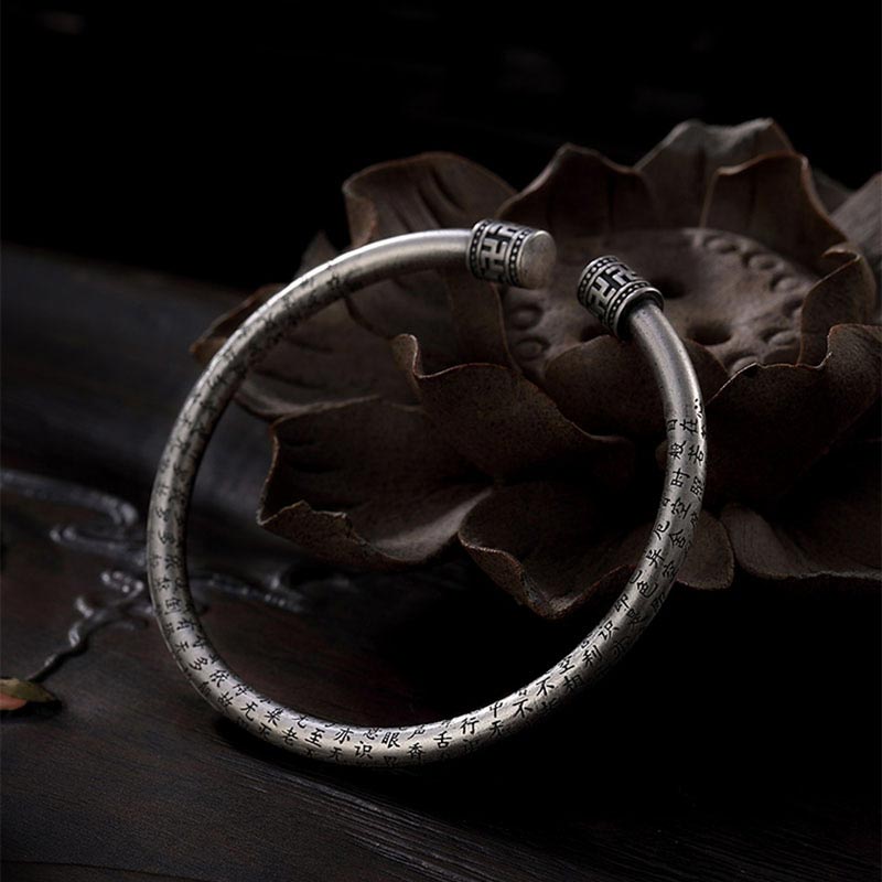 Wear FengShui Tibetan Heart Sutra White Copper Luck Bracelet