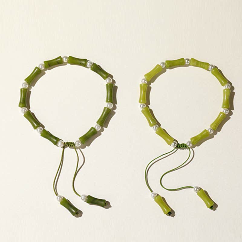 Wear FengShui Natural Peridot Bamboo Pattern Love Peace Bracelet