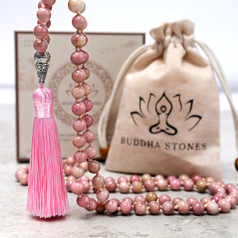 Wear FengShui 108 Mala Rhodonite Beads Yoga Meditation Prayer Beads Bracelet