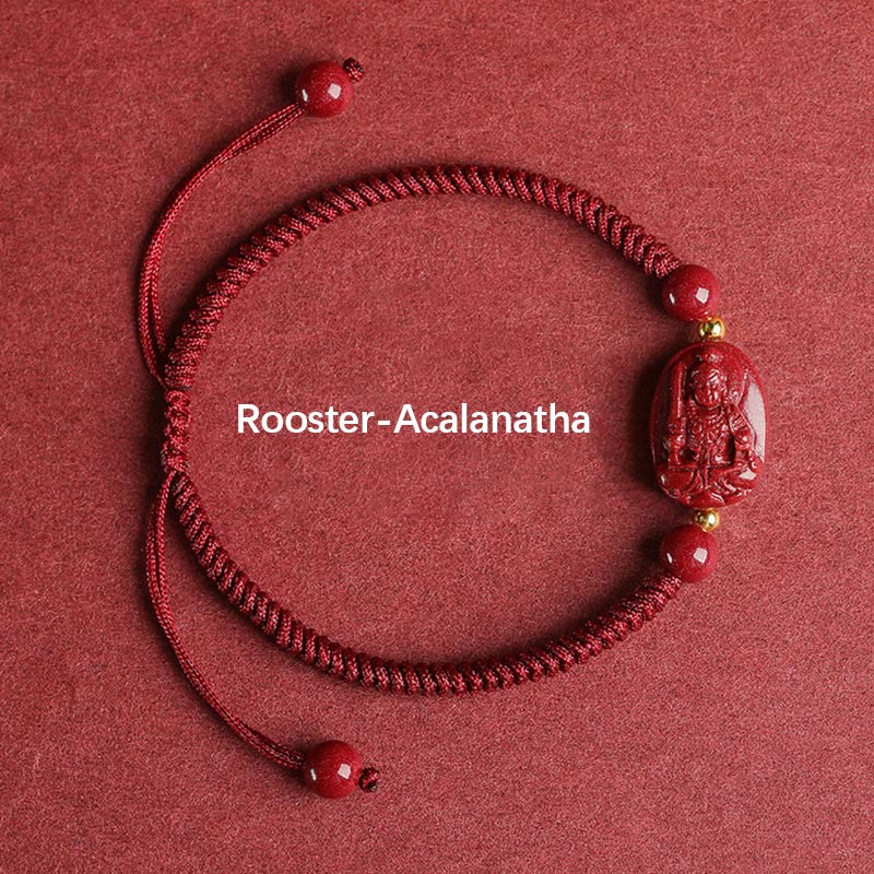 Wear FengShui Chinese Zodiac Natal Buddha Cinnabar Keep Away Evil Spirits Rope Bracelet