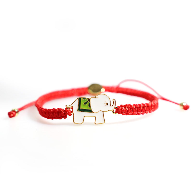 Wear FengShui Tibetan Handmade 925 Sterling Silver Lucky Elephant Red String Bracelet