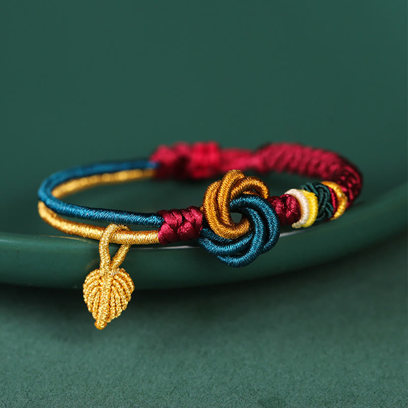 Wear FengShui Tibetan Handmade Mandala Knot Leaf Luck Rope Bracelet