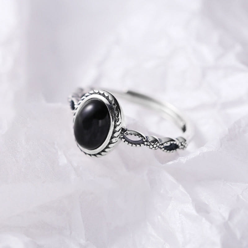 Wear FengShui 925 Sterling Silver Black Onyx Fortune Ring