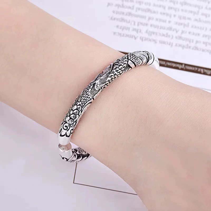 Wear FengShui Dragon Auspicious Clouds Luck Protection Bracelet Adjustable Bangle