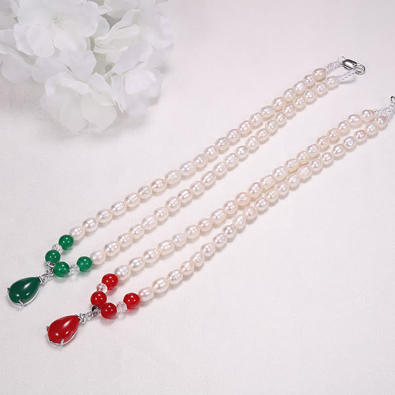 Wear FengShui Pearl Bead Waterdrop Calm Peace Necklace Pendant