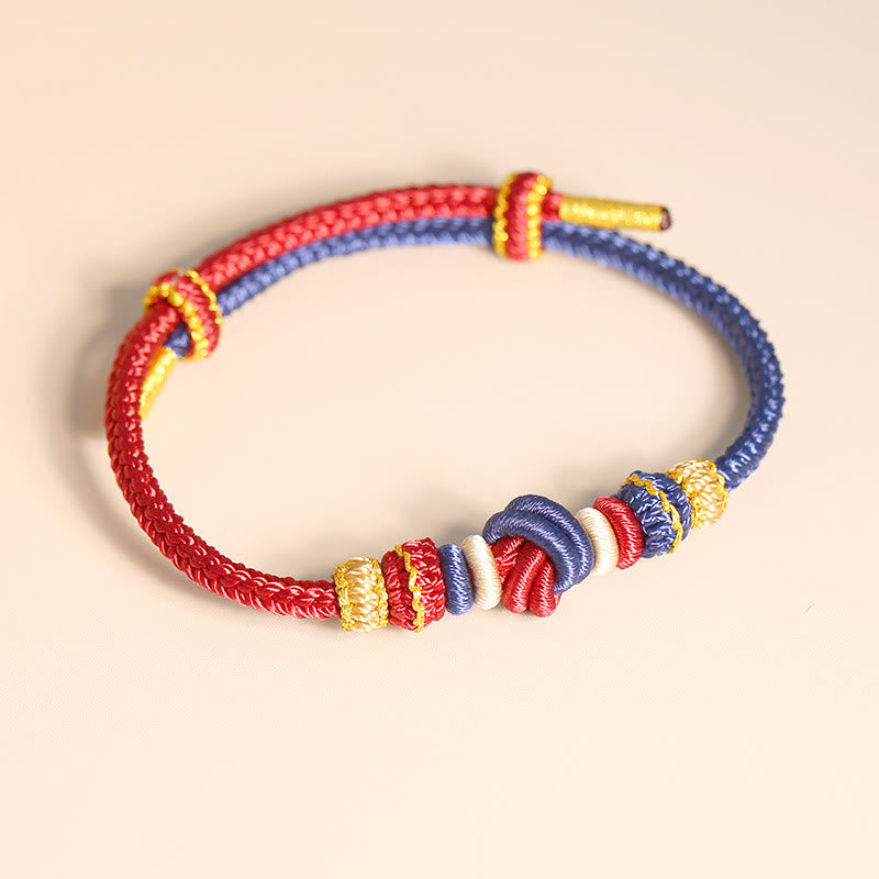 Wear FengShui Two-Color Rope Handcrafted Eight Thread Peace Knot Luck Connection Bracelet