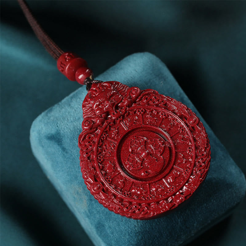 Wear FengShui Chinese Zodiac Natural Cinnabar Bagua Amulet Keep Away Evil Spirits Necklace Pendant