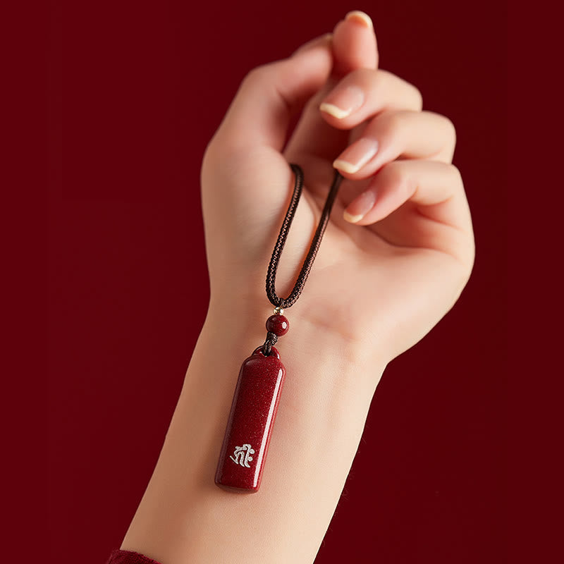 Wear FengShui Chinese Zodiac Natal Buddha Cinnabar Amulet Protection String Necklace Pendant