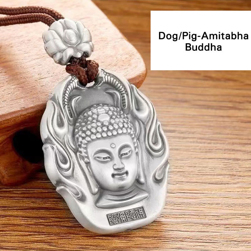 Wear FengShui Chinese Zodiac Natal Buddha Om Mani Padme Hum Lotus Compassion Necklace Pendant