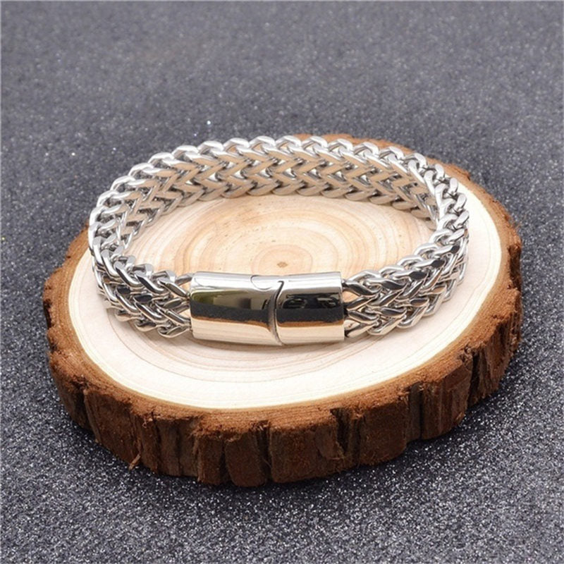 Wear FengShui Fish Scale Magnetic Buckle Titanium Steel Balance Bracelet Bangle