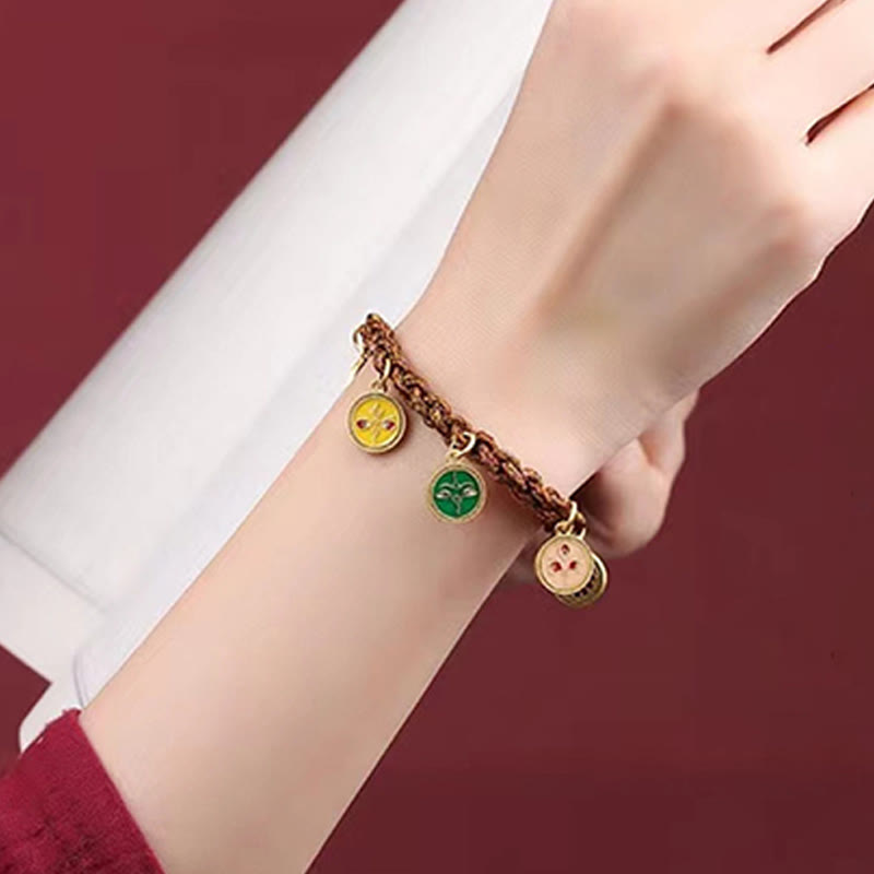 Wear FengShui Tibetan Five God Of Wealth Thangka Luck Braid String Bracelet
