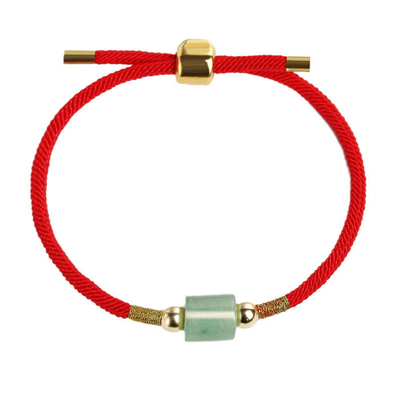 Wear FengShui Tibet Handmade Green Aventurine Red Stone Malachite Luck Protection Braided Rope Bracelet