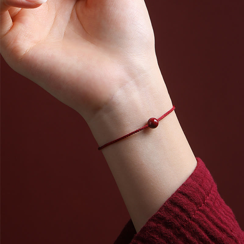 Wear FengShui Natural Cinnabar Red Agate Blessing Red String Bracelet