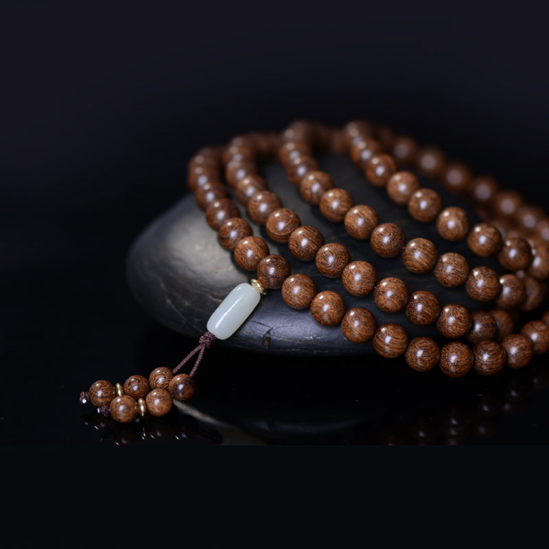 Wear FengShui 108 Mala Beads Rosewood Jade Calm Bracelet