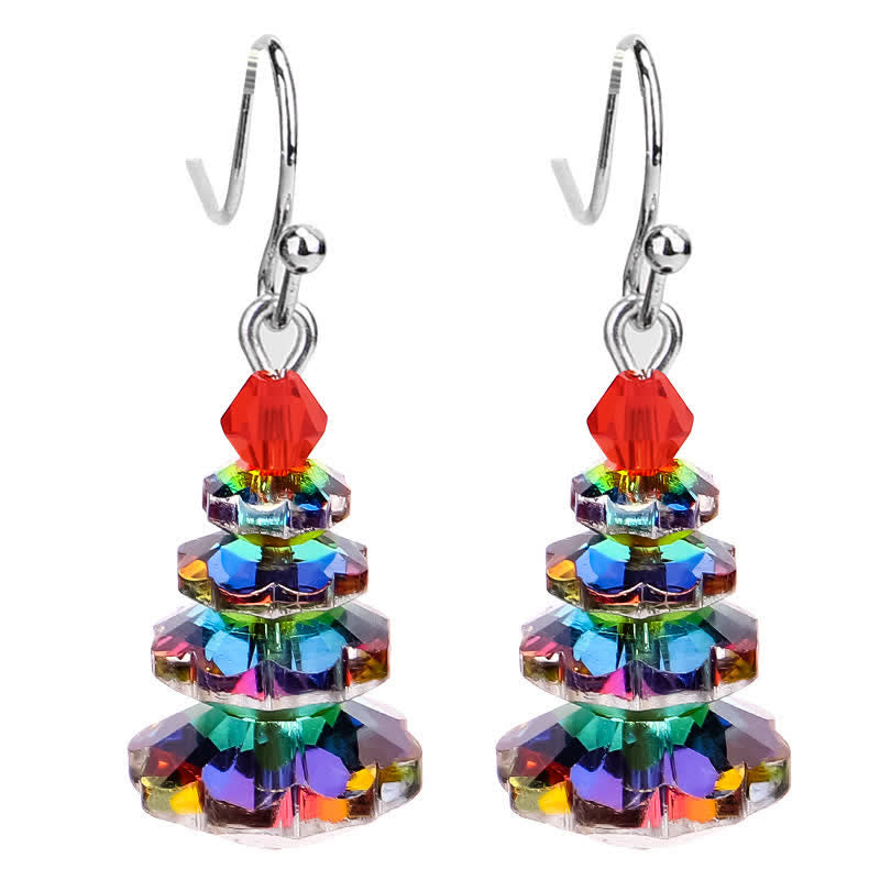 Wear FengShui Various Crystals Christmas Tree Amethyst Peace Healing Drop Earrings