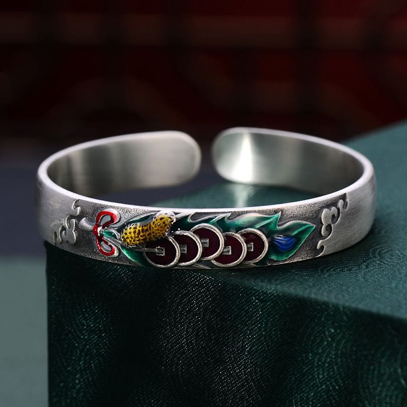 Wear FengShui Feng Shui Five Emperor Coins Peanut Wealth Bracelet Bangle