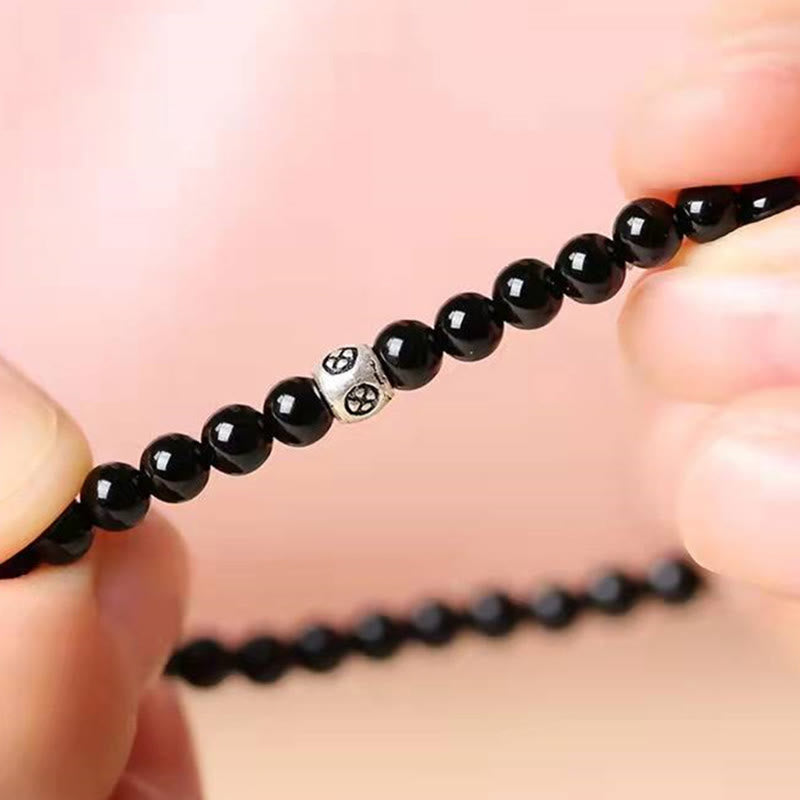 Wear FengShui Natural Black Obsidian Smoky Quartz Purification Strength Bracelet