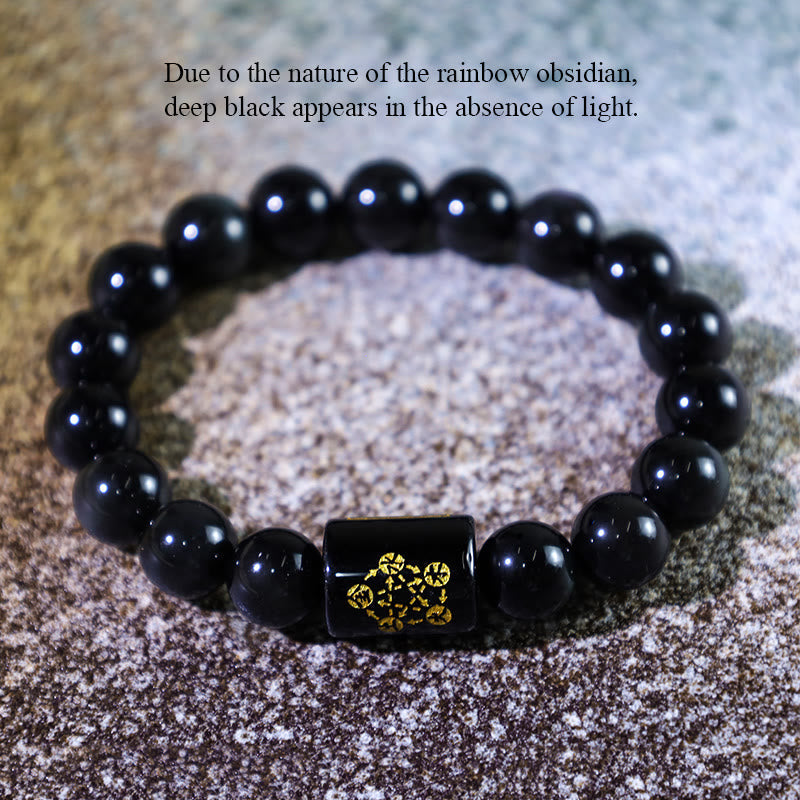 Wear FengShui Natural Rainbow Obsidian Positive Transformation Bracelet