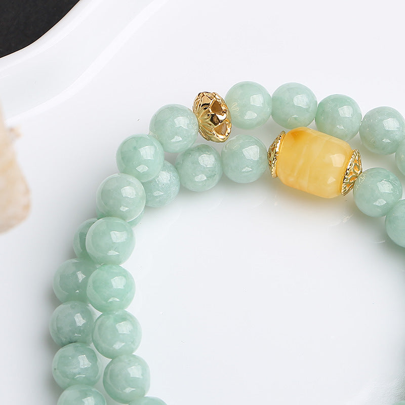 Wear FengShui 925 Sterling Silver Natural Jade Amber Butterfly Luck Abundance Bracelet