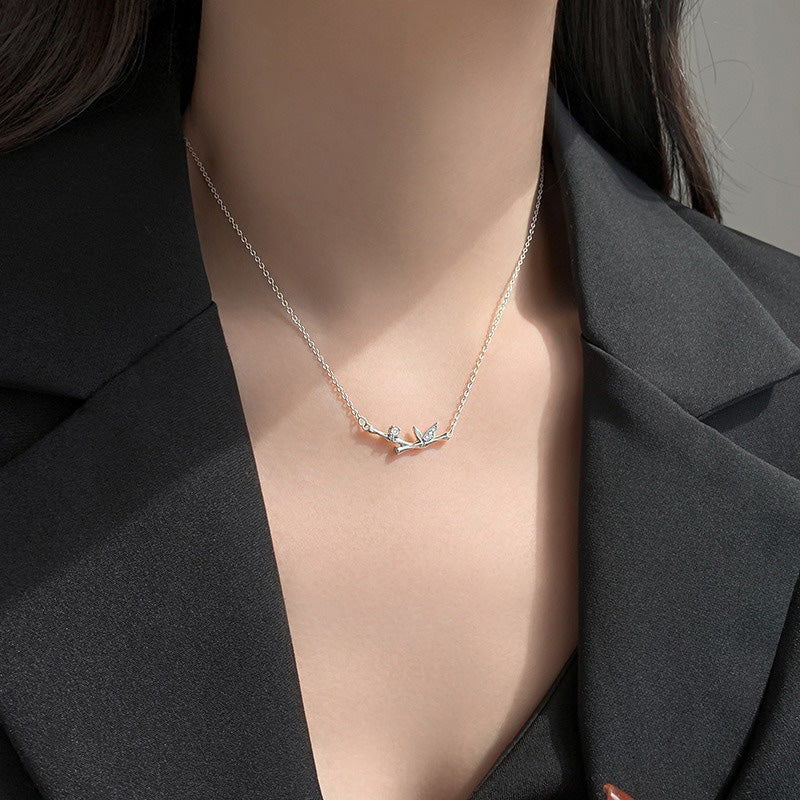 Wear FengShui Bamboo Leaf Design Copper Zircon Wealth Necklace Pendant