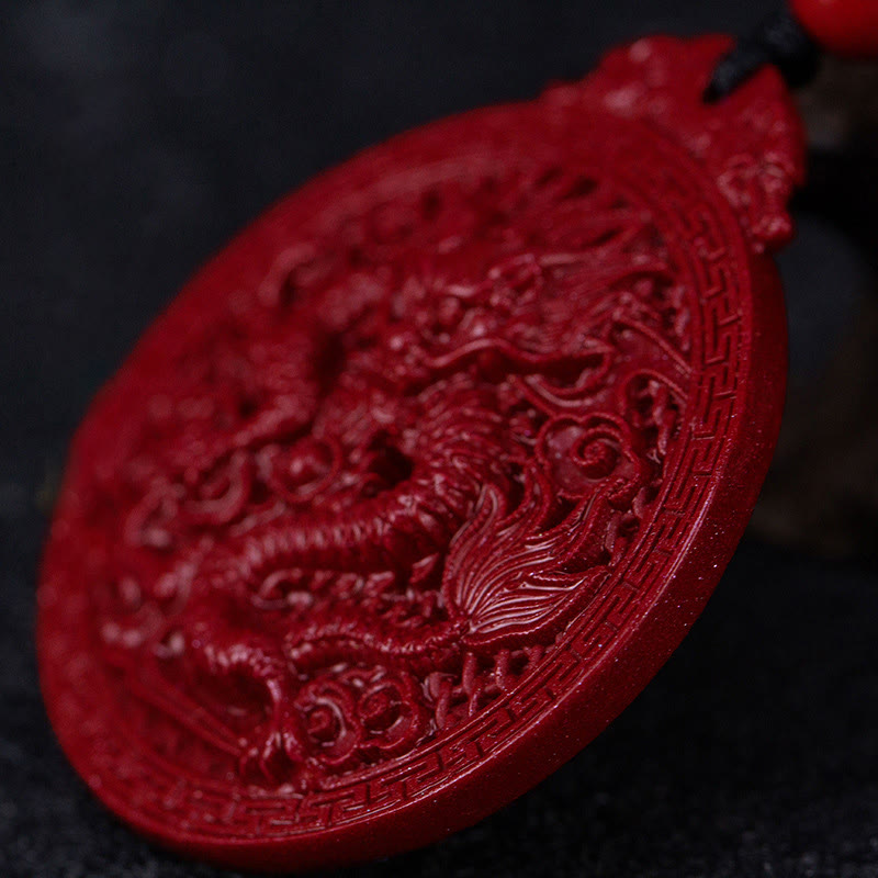 Wear FengShui Year of the Dragon Natural Cinnabar Dragon Protection Necklace Pendant