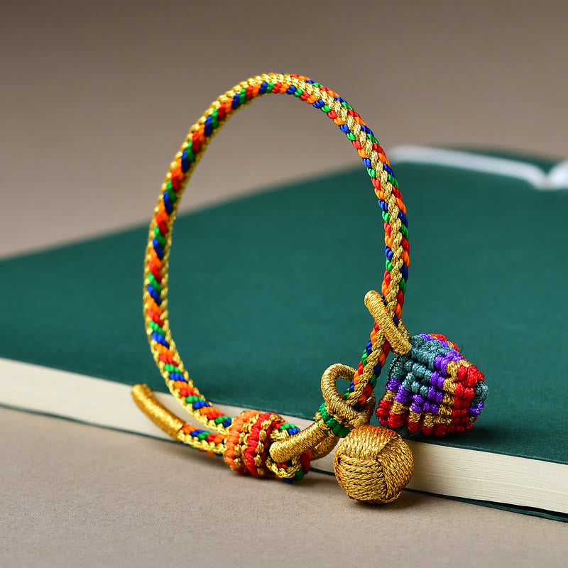 Wear FengShui Colorful Rope Luck Handmade Zongzi Golden Ball Charm Bracelet