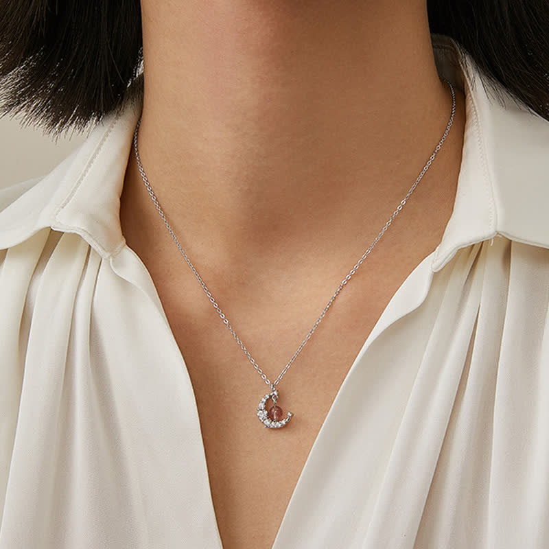 Wear FengShui Strawberry Quartz Blue Crystal Love Healing Necklace