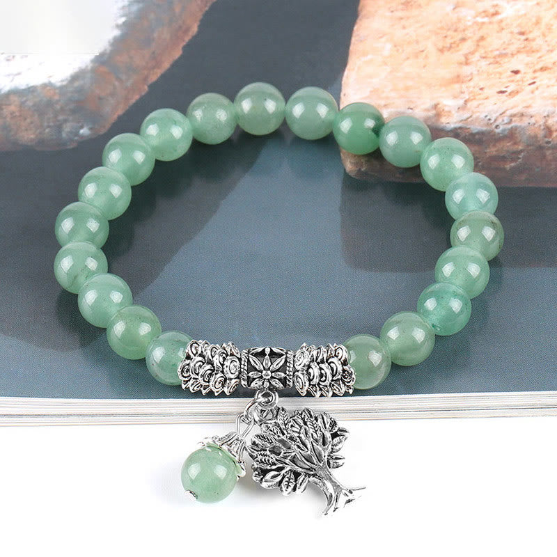 Wear FengShui Natural Gemstone Tree of Life Lucky Charm Stretch Bracelet