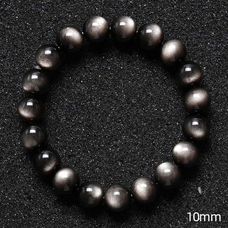 Wear FengShui Natural Silver Sheen Obsidian Soothing Protection Bracelet