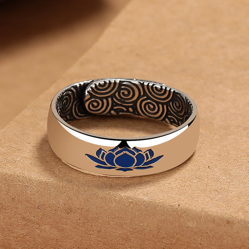 Wear FengShui Tibetan Blue Lotus Auspicious Clouds Copper Enlightenment Ring