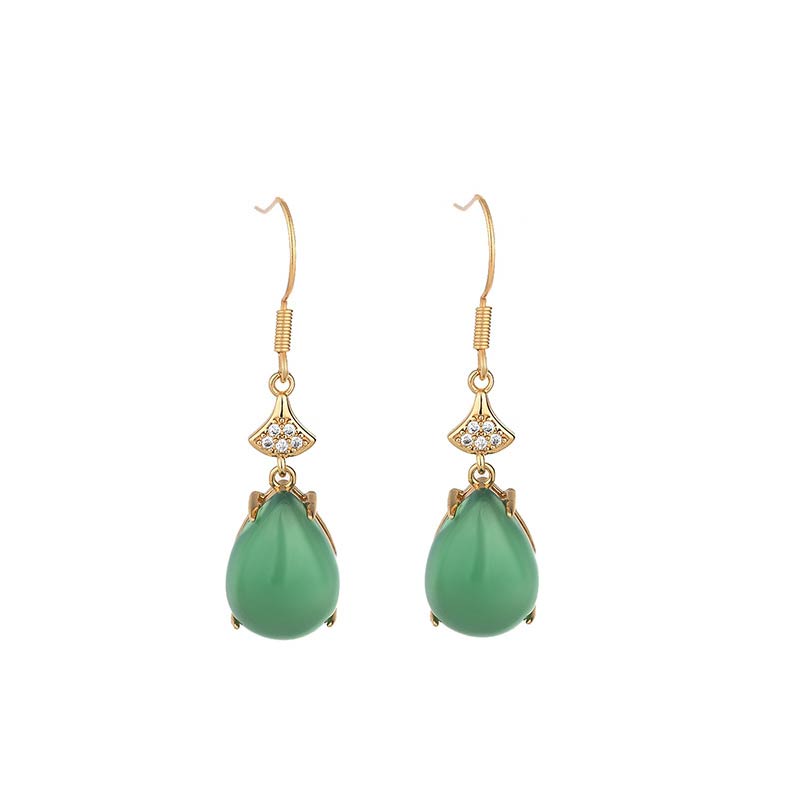 Wear FengShui Cyan Jade Luck Drop Earrings