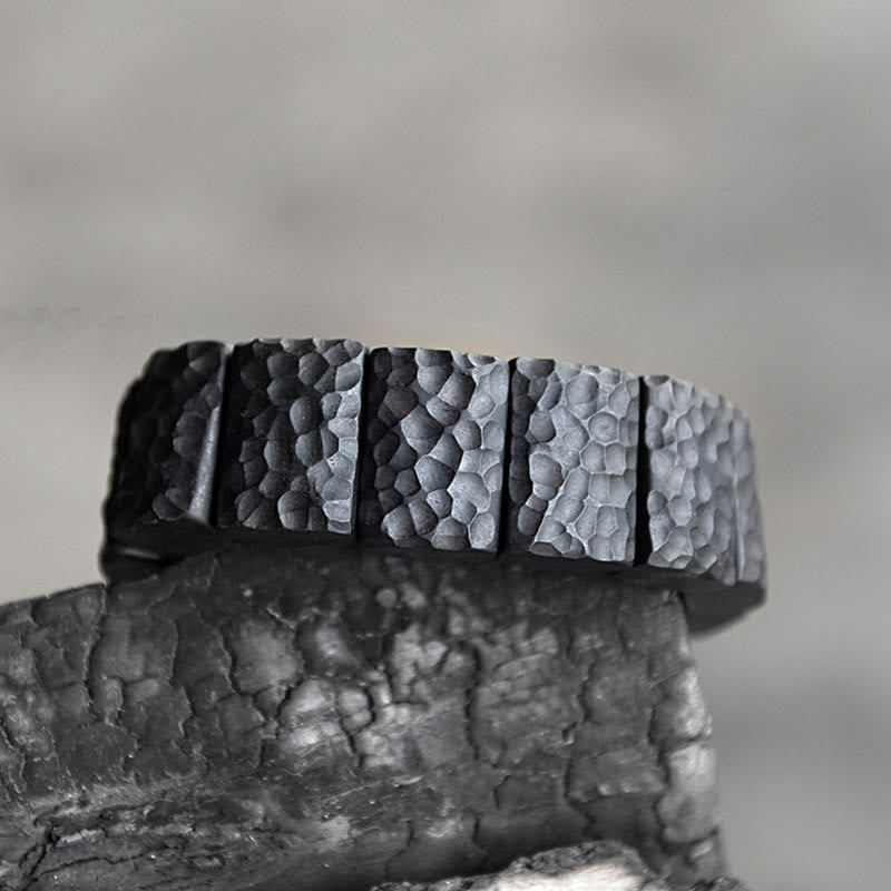 Wear FengShui Vintage Ebony Wood Texture Peace Couple Bracelet