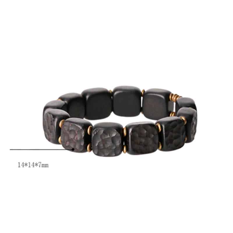 Wear FengShui Retro Ebony Wood Texture Style Copper Peace Balance Bracelet