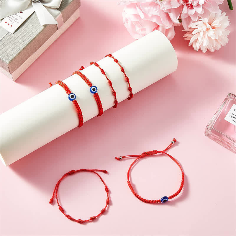 Wear FengShui 4Pcs Evil Eye Seven Knot Red String Protection Bracelet