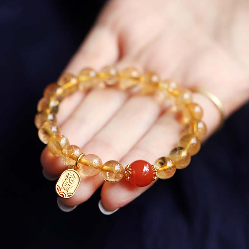 Wear FengShui Citrine Red Agate Fortune Charm Bracelet