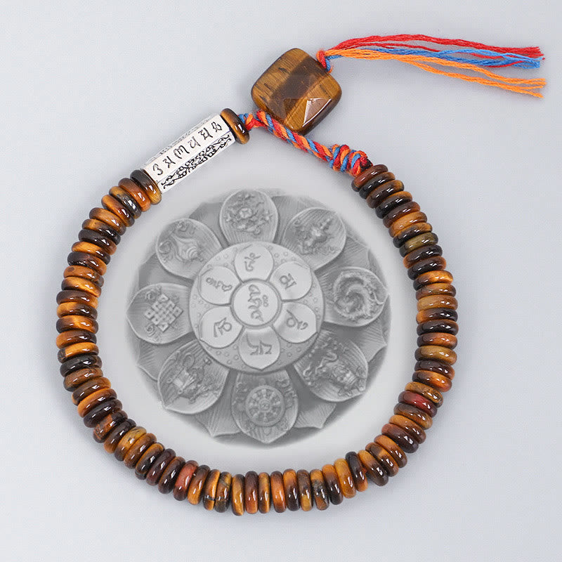 Wear FengShui Tibetan Tiger Eye Om Mani Padme Hum Protection Power Bracelet