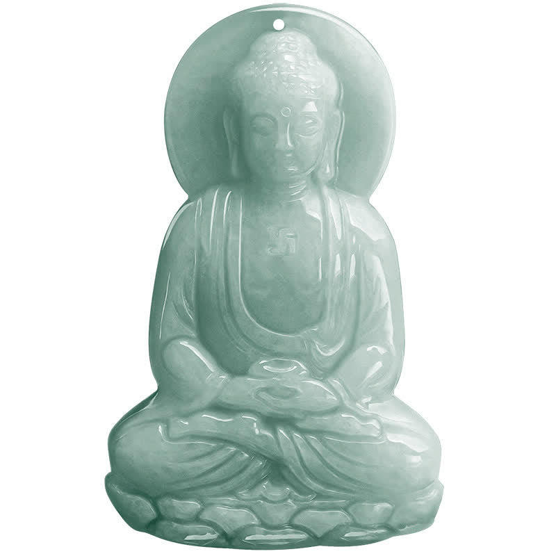 Wear FengShui Amitabha Buddha Jade Amulet Compassion String Necklace