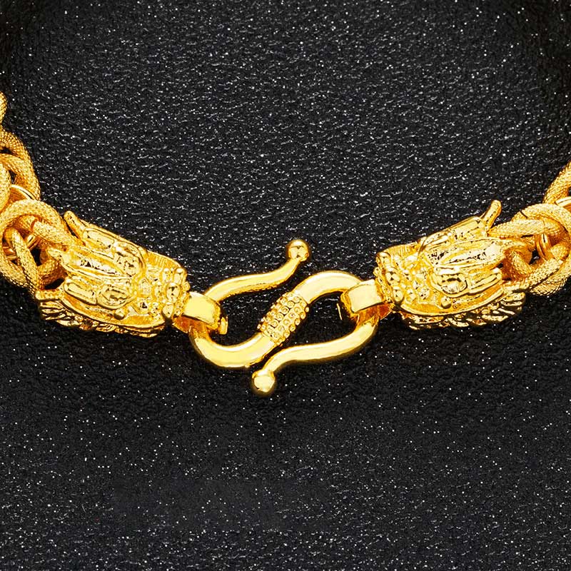 Wear FengShui 24k Gold Plated Double Headed Dragon Protection Bracelet