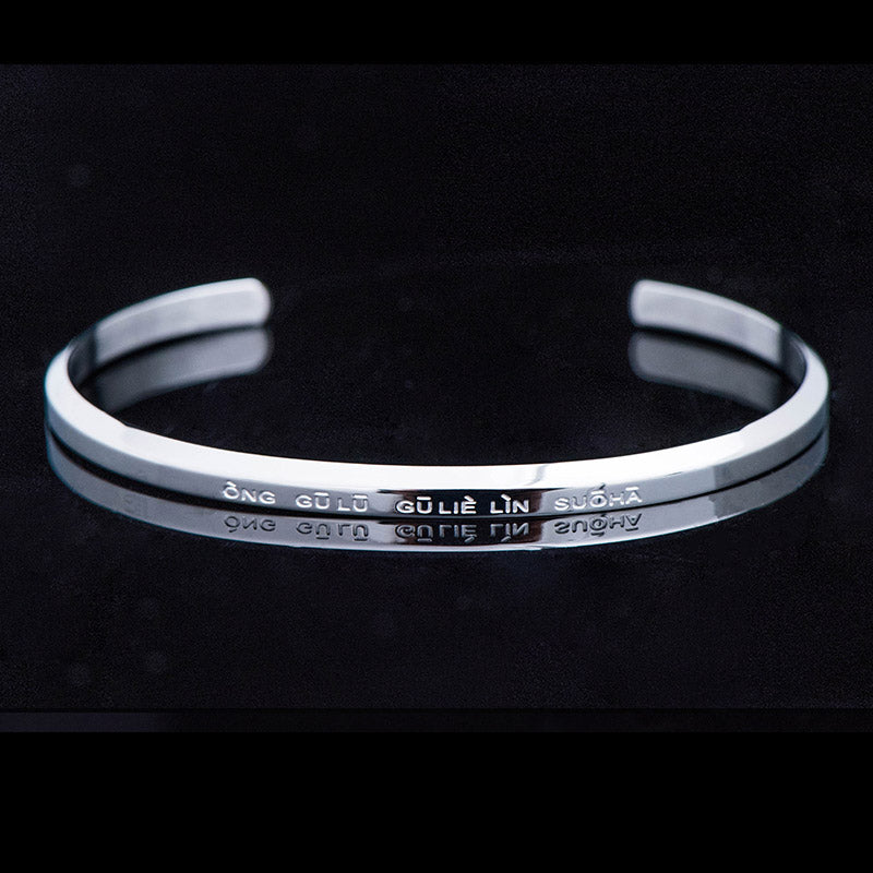 Wear FengShui Six True Words Engraving Titanium Steel Blessing Protection Bracelet