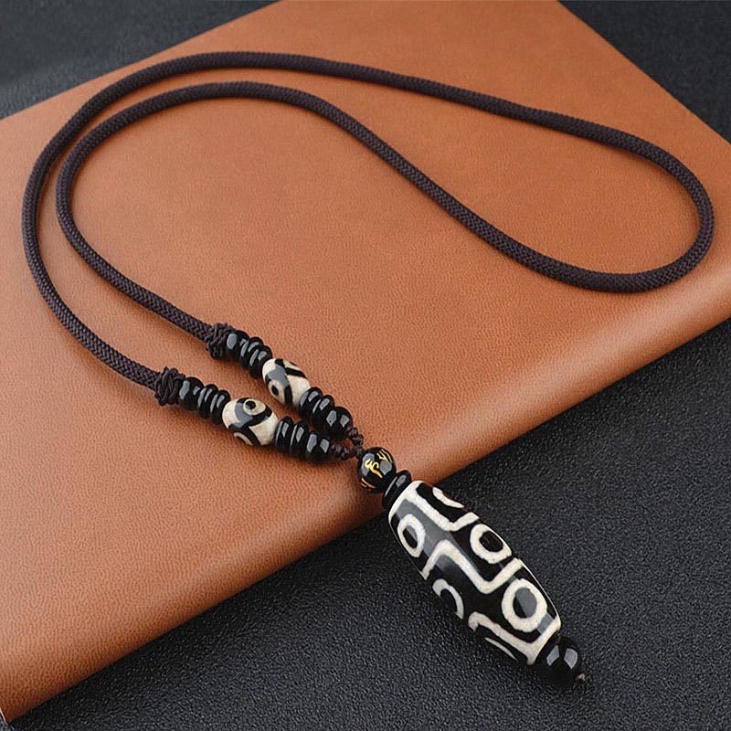 Wear FengShui Nine-Eye Dzi Bead Wealth Protection Necklace