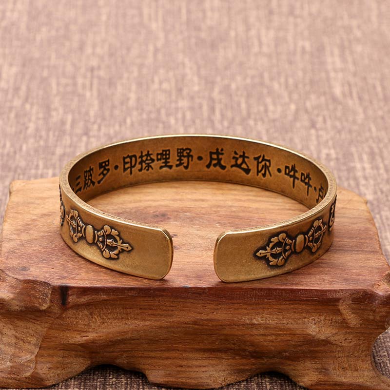 Wear FengShui Tibetan Mahāpratisarā Mantra Sanskrit Copper Brass Healing Bracelet Bangle