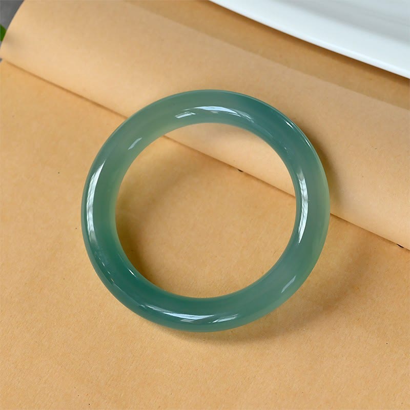 Wear FengShui Natural Green Chalcedony Strength Bangle Bracelet